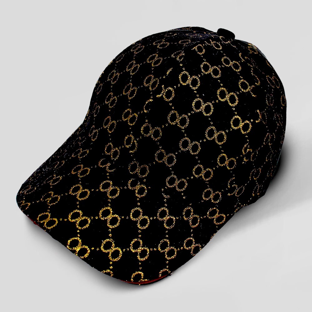 Black & Gold Patterned Baseball Cap